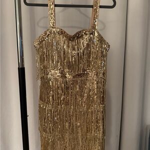 Gold Sequin Fringe/Flapper Dress